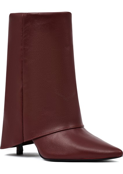 Kadın Bordo Ince Topuklu Deri Bot 25AFD160218