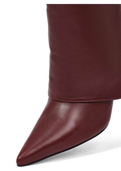 Kadın Bordo Ince Topuklu Deri Bot 25AFD160218