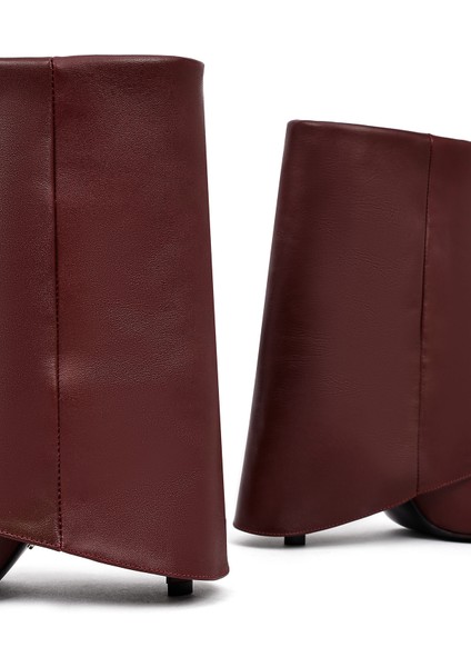 Kadın Bordo Ince Topuklu Deri Bot 25AFD160218