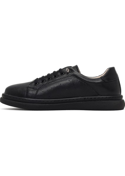 Kadın Siyah Bağcıklı Deri Sneaker 25AFD501418 fiyatları