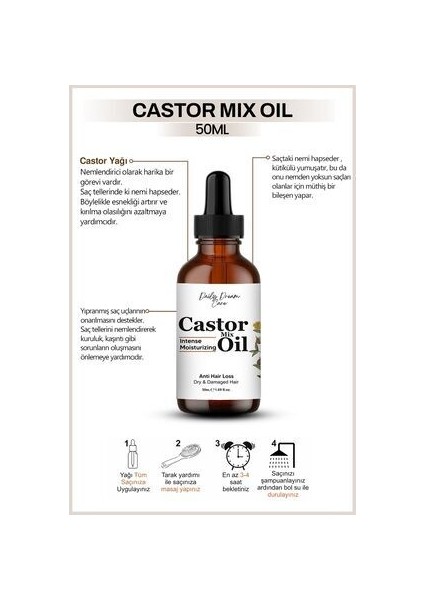 Daily Dream Series | Yoğun Nemlendirme Etkili Dökülme Karşıtı Castor Kompleks Yağ 50 ml fiyatları