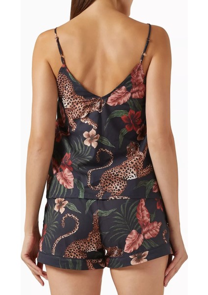 Desmond & Dempsey Soleia Kadın Lüks Pamuklu Cami & Şort Takımı Leopar Çiçek Desenli Set fırsatları