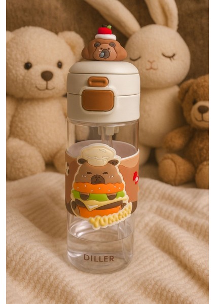 Capybera Figürlü Pipetli Suluk 600ML