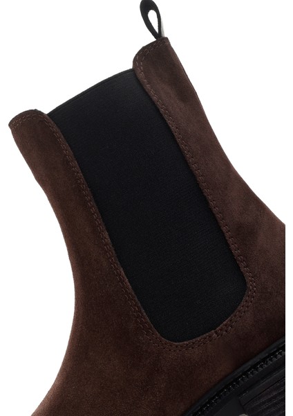 Kadın Kahverengi Kalın Tabanlı Süet Deri Chelsea Bot 25WFD150710