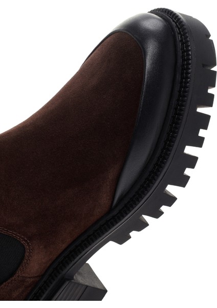 Kadın Kahverengi Kalın Tabanlı Süet Deri Chelsea Bot 25WFD150710