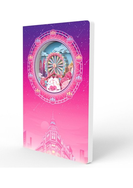 Dönme Dolap Temalı 3D Stereo Katmanlı Oyma Sayfalı Defter Ajanda Bloknot 20,8 x 14 cm 120 Yaprak fiyatları