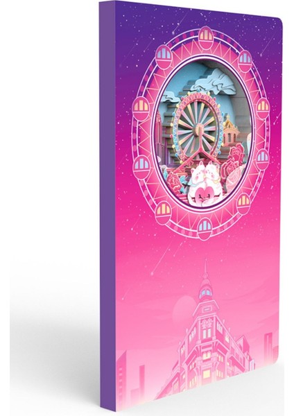 Dönme Dolap Temalı 3D Stereo Katmanlı Oyma Sayfalı Defter Ajanda Bloknot 20,8 x 14 cm 120 Yaprak fırsatları