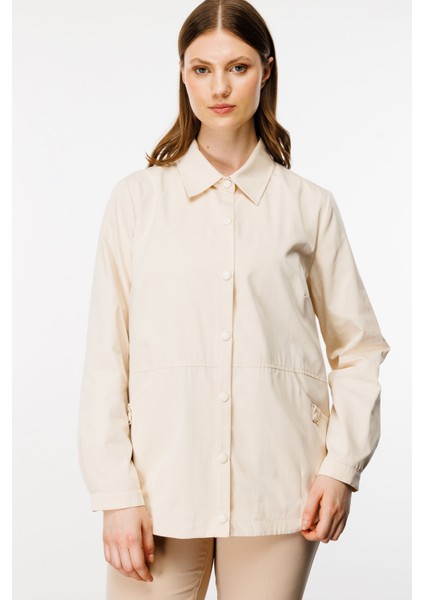 Kadın Önü Çıtçıtlı Astarlı Trençkot 6524 Bej fiyatları