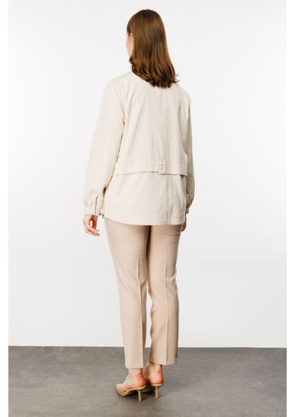 Kadın Önü Çıtçıtlı Astarlı Trençkot 6524 Bej fırsatları