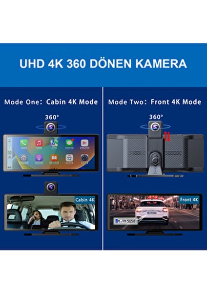 Yeni Tasarım Kablosuz Carplay Android Auto Uyumlu 4K 10.2 Inç Çift Kameralı Araç Multimedya Ekranı fırsatları