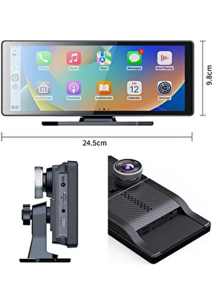 Yeni Tasarım Kablosuz Carplay Android Auto Uyumlu 4K 10.2 Inç Çift Kameralı Araç Multimedya Ekranı