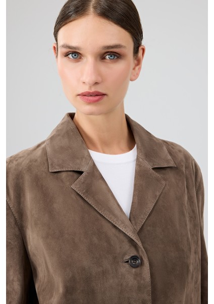Gloria Kadın Vizon Oversize Süet Deri Ceket 25WGD560010