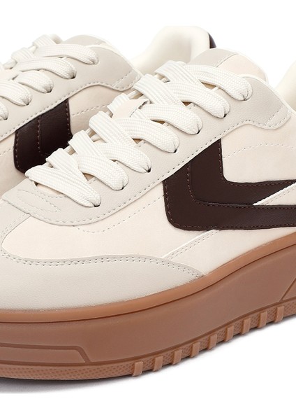 Kadın Bej Bağcıklı Kalın Tabanlı Sneaker 25AFD431018