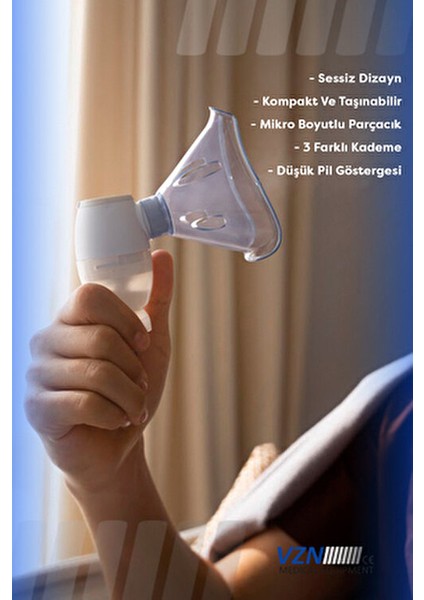 Taşınabilir Yeni Mesh Nebulizatör Şarjlı,kademe Ayarlanabilir 3 KADEMELI(LT-N200)