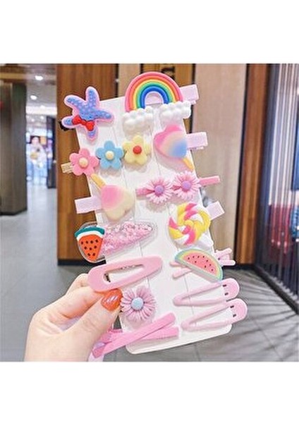 So-Much 14'lü Pens Çıtçıt Toka Seti Pembe-3
