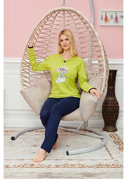 Bayan Uzun Kollu Pijama Takımı Model No 7573