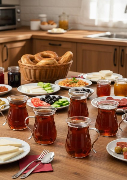 6'lı Cam Çay Bardağı Seti - Kulplu Çay Bardağı Takımı - 6 Parça, 150 ml - 9316 indirimleri