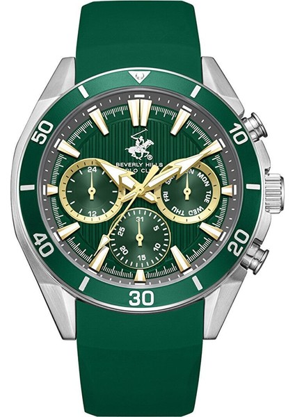 BP3730X.375 Erkek Kol Saati | Koyu Yeşil Silikon Kordon & Gümüş Kasa
