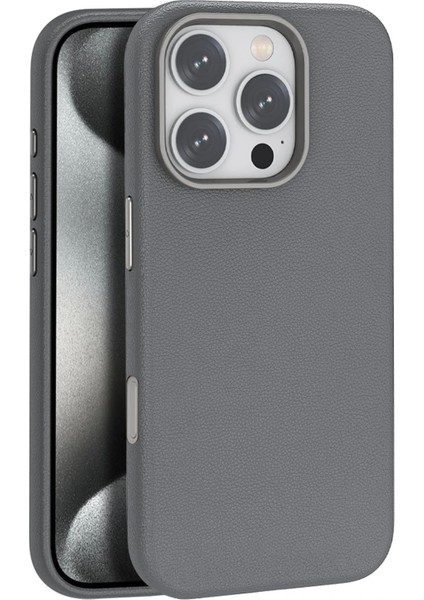 Ds-Derin Joko Iphone 16 Pro Wonder Deri Magsafe Kapak - Titan Gri