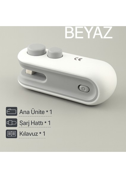 Manyetik Mini Şarjlı Poşet Mühürleme Makinesi – Type-C Şarjlı, 300MAH, 16W modelleri