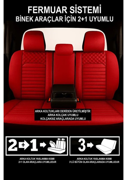 Volkswagen Golf Vii 1.2 Tsi Bmt 105 Midline Plus 2015 Uyumlu Deri Serisi Kırmızı Oto Kılıfı Tam Set indirimleri