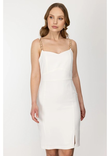 Kadın Ip Askılı Yırtmaçlı Elbise 5234 Ekru fiyatları