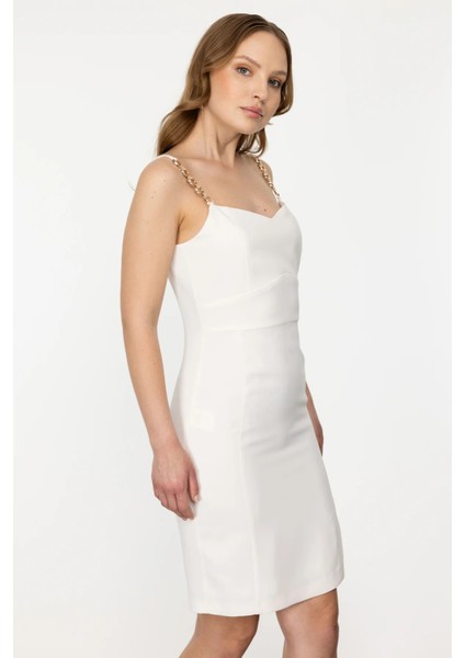 Kadın Ip Askılı Yırtmaçlı Elbise 5234 Ekru modelleri