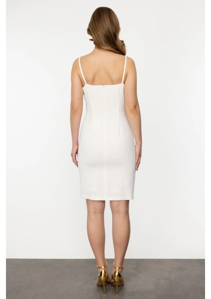 Kadın Ip Askılı Yırtmaçlı Elbise 5234 Ekru fırsatları