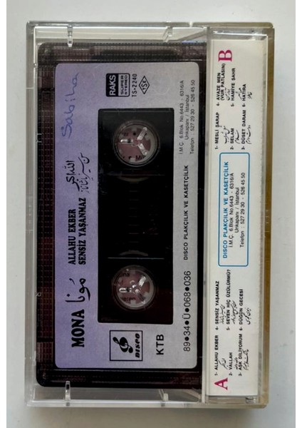 Mona Allahu Ekber - Sensiz Yaşanmaz Kaset (Orijnal Dönem Kağıt Baskı Kaset) fiyatları