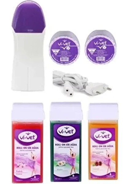 3 Adet Kartuş Roll-On Kolay Ağda 2 Yıl Garantili Ağda Makinesi 2 Ad 10MT Ağda Bezi Ağda Seti