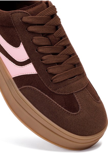 Kadın Kahverengi Bağcıklı Kalın Tabanlı Sneaker 25AFD430814