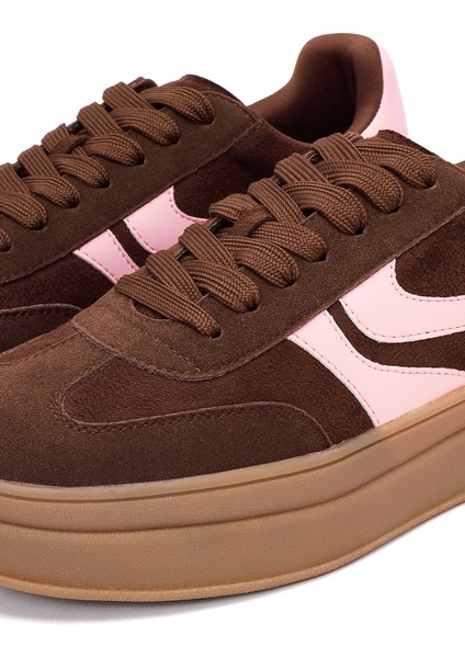 Kadın Kahverengi Bağcıklı Kalın Tabanlı Sneaker 25AFD430814