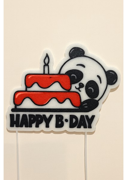 Panda Temalı Doğum Günü Pasta Süsü – Happy B-Day Yazılı 3D Baskı Figür fiyatları