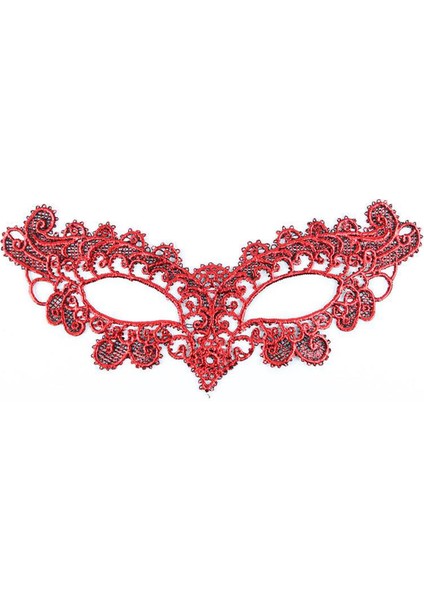 Kırmızı Dantel Masquerade Maskesi 6 No