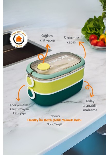 Içi Çelik 2 Katlı Saklama Kabı 900 ml VGN6729 modelleri