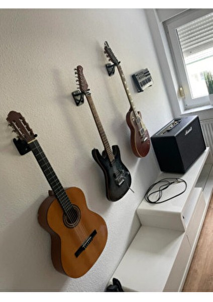 Gitar Duvar Montaj Aparatı Gitar Tutucu (Civata Dahil) Siyah-Beyaz Seçenek