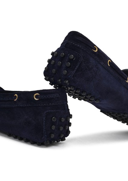 Kadın Lacivert Püsküllü Süet Deri Loafer 25AFD290610