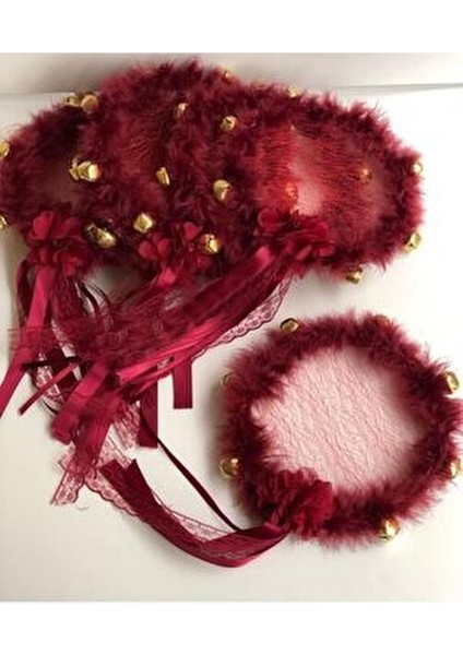 Gelin ve Nedime Tefi Kına Tefi Tüylü Süslü Gelin Kına Tefi 4'lü