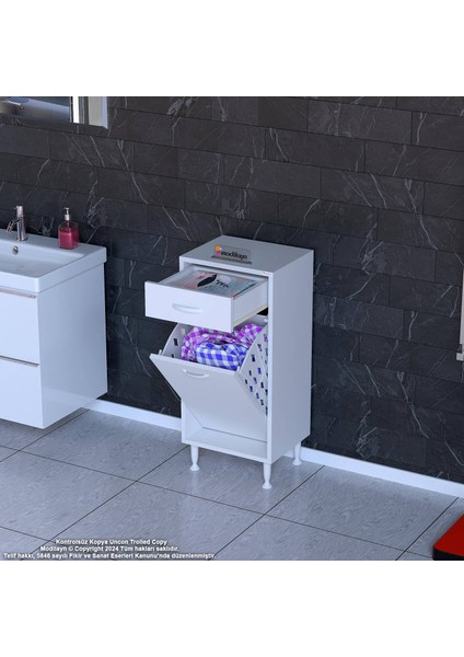 Emir 45 x 88 x 32,5 Cm’lik 1 Çekmeceli Sepetli Beyaz Mutfak Dolabı Çok Amaçlı Dolap