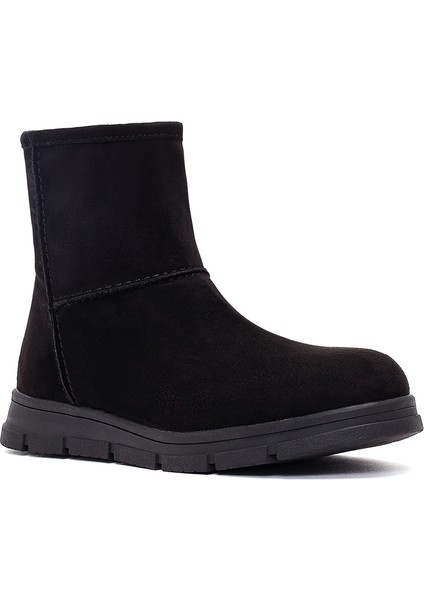 Kadın Siyah Fermuarlı Süet Teddy Bot 25WFE250910