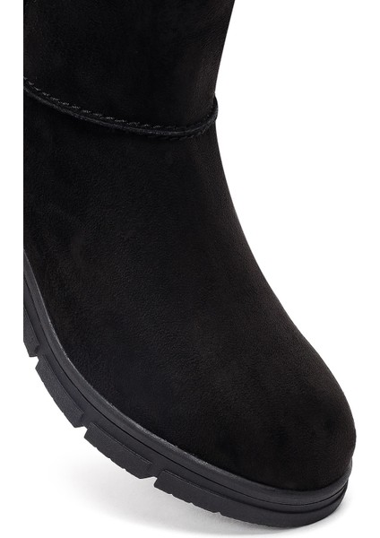 Kadın Siyah Fermuarlı Süet Teddy Bot 25WFE250910