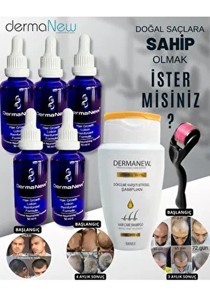 Saç Gürleştirici Serum - Dökülme Karşıtı Şampuan Roller Hediyeli /5X50ML