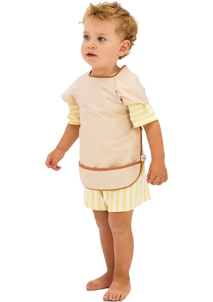 Kısa Kollu Su Geçirmez Bebek Mama ve Oyun Önlüğü