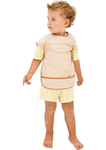 Kısa Kollu Su Geçirmez Bebek Mama ve Oyun Önlüğü