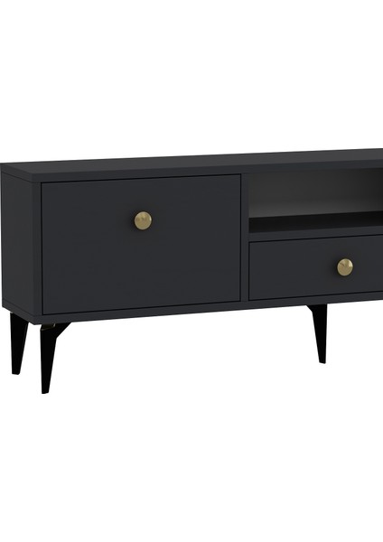 1300DROPDH-1 Tv Sehpası Antrasit-Altın Kulp