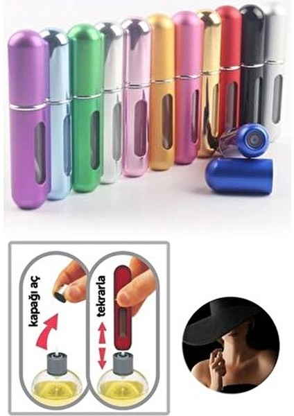Parfüm Şişesinden Dolabilir Yedek Cep Parfüm Şişesi Aparatı - Gümüş Renk fiyatları
