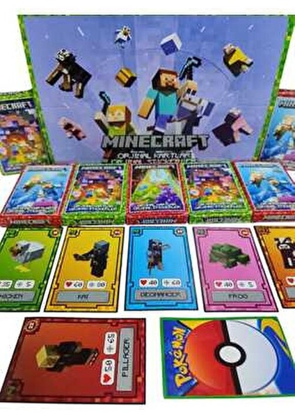 Oyun Kağıtları Minecraft (10 Mini Kutu 60 Kart 10 Sticker) Yeni Nesil Karakter Kartları fiyatları