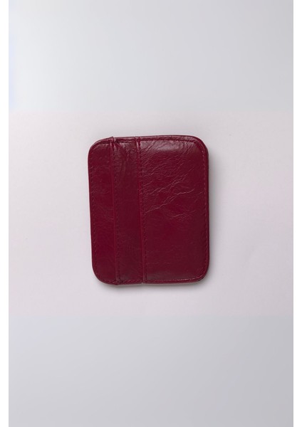 Kırışık Deri Basic Kartlık Bordo