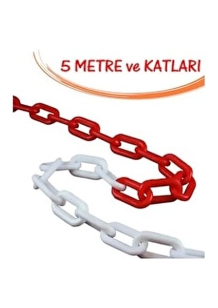 Kırmızı Beyaz Plastik Zincir, Duba Zinciri, Emniyet Zinciri 6 mm 5 Metre fiyatları