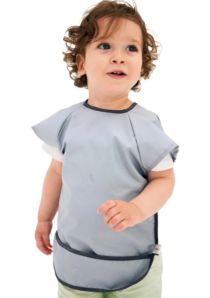 Kısa Kollu Su Geçirmez Bebek Mama ve Oyun Önlüğü
